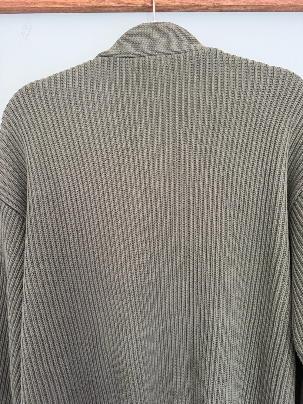 Quince 100% Organic Cotton Oversized Olive Green Ribbed Open Front Cardigan - Picture 11 of 16